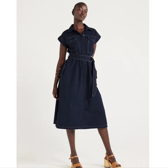 knee length dresses for ladies Free Assembly Women's Ruffle Neck Cotton Embroidered Midi Dress, Sizes   VinNews Recommendations